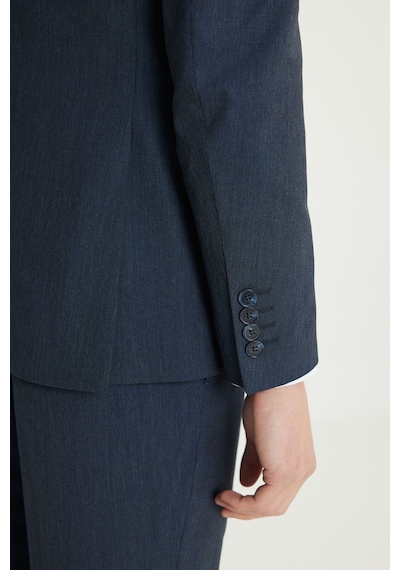 AC&Co / Altınyıldız Classics Erkek Lacı Slim Fit Dar Kesim Mono Yaka Yelekli Takım Elbise Lacı Lacivert