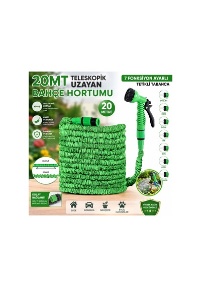 20 Metre Teleskopik Uzayan Bahçe Hortumu 7 Fonksiyonlu Ayarlı Tetikli Sulama Tabancası Katlanabilir Esnek Su Hortumu Araç Yıkama, Bahçe Sulama Ve Temizlik İçin - 908988748