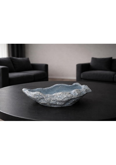 Tr Modern Beton Dekoratif Kase Gri Siyah Taş Dokulu Orta Sehpa Objesi El Yapımı Salon Ve Masa Üstü Dekoru