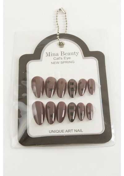 Cosmotex Desenli Mina Beauty Kedi Gözü Takma Tırnak-kahverengi