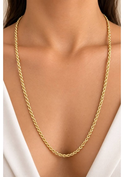 Burgu Halat Gold Zincir Kolye 70 Cm & Kalpli Ayıcık Premium Hediye Seti Altın