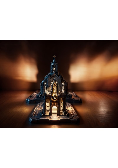 Cyberpunk Katedral Gece Lambası - Fütüristik Dekoratif Masa Lambası