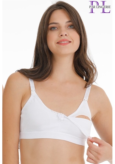 Parlingerie Hamile Emzirme Sütyeni Dantelli Kapsız Beyaz