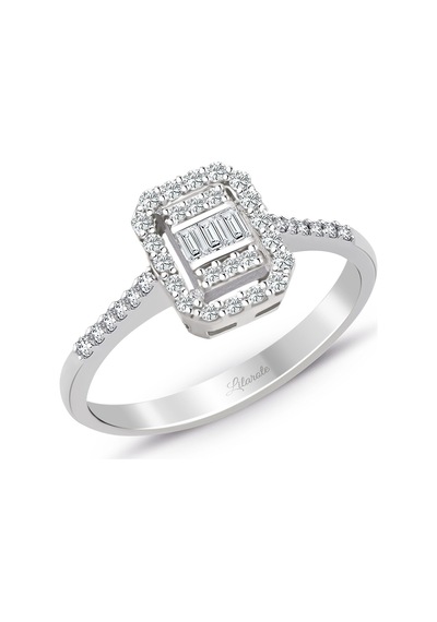 Lilarote 0.35 Ct. Modern Tasarım Baget Kare Tektaş Yüzük