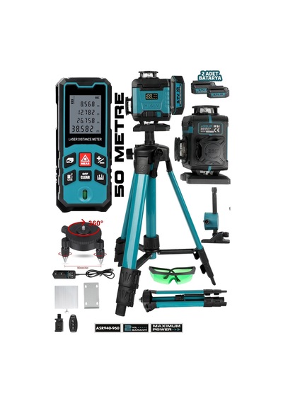 Lazer Metre + 360 16 Köşe Otomatik Hizalama Tripod'lu Lazer Metre Hizalama-3181