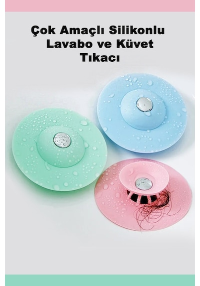 Lasili Çok Amaçlı Banyo Küvet Ve Mutfak Lavabo Gider Delik Tıkacı Yuvarlak Kaliteli Silikon Süzgeç S Diğer