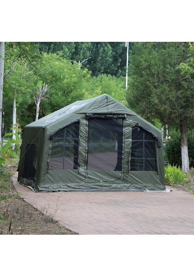 SHUFA Galaksi Serisi - 8 m² Şişme Yeşil Renk Kamp Çadırı - 4 Mevsim - Geniş & Şeffaf Tavanlı – 315 x 250 x 220 CM