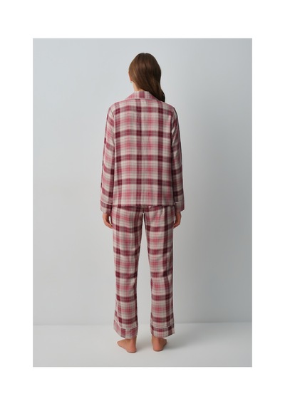 Suwen Siamore Gömlek Yaka Pijama Takımı Wsh10510111651 Pembe