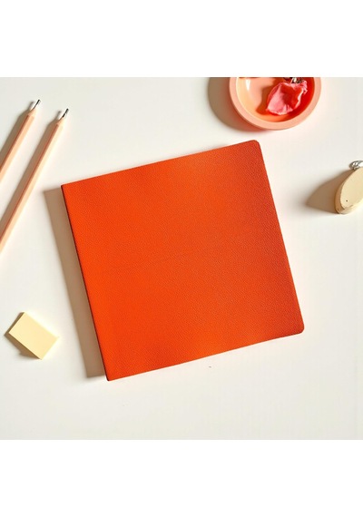 Defter, Noktalı Not Defteri Pu Deri Not Defteri 16,5x16,5 Cm, 96 Yaprak 192 Sayfa , 90 Gr Amber Turuncu