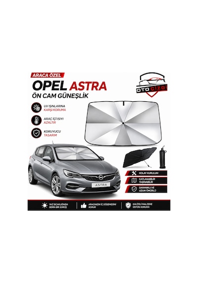 Opel Astra Şemsiye Tip Ön Cam Güneşliği Katlanabilir Uv Korumalı Araç Cam Güneşlik