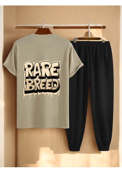 Uyguntarz Unisex Rare Breed Baskılı Eşofman Takımı Bej