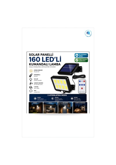 Solar Bahçe Aydınlatması Güneş Panelli Led Kumandalı Hareket Sens