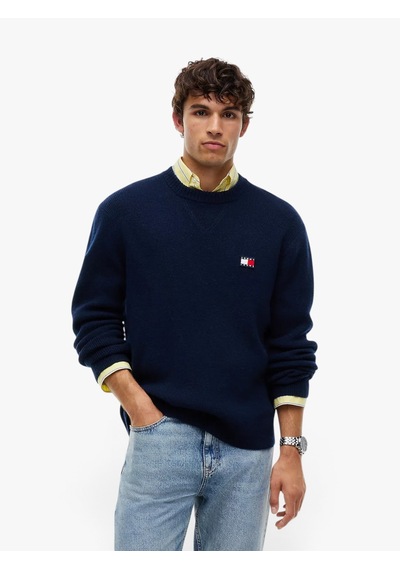 Tommy Hilfiger Tjm Reg Wool Mıx Sweater Erkek Mavi Kazak - Dm0dm23572