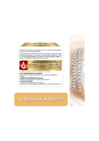 Lexroo Yaş Uzmanı 45+ Kırışıklık Karşıtı Sıkılaştırıcı Gece Kremi