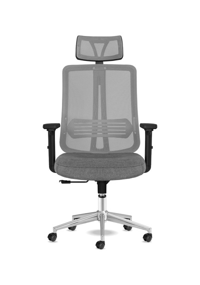 Spark Ofis Sandalyesi Baş Destekli Fileli Sırt Ergonomik Çalışma Koltuğu Gri Krom Diğer