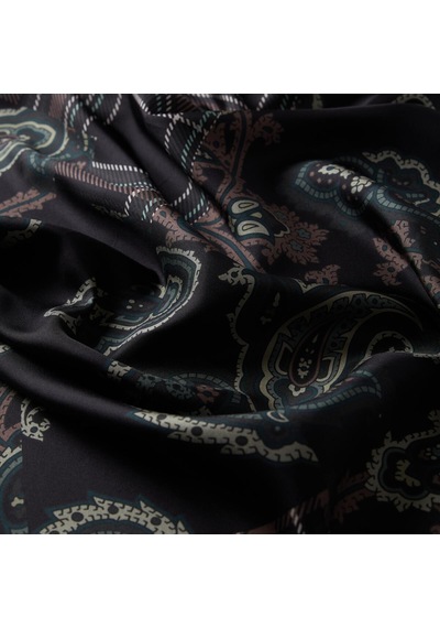 İpek Evi İpekevi Twill İpek Eşarp - Patchwork Desenli - Antrasit