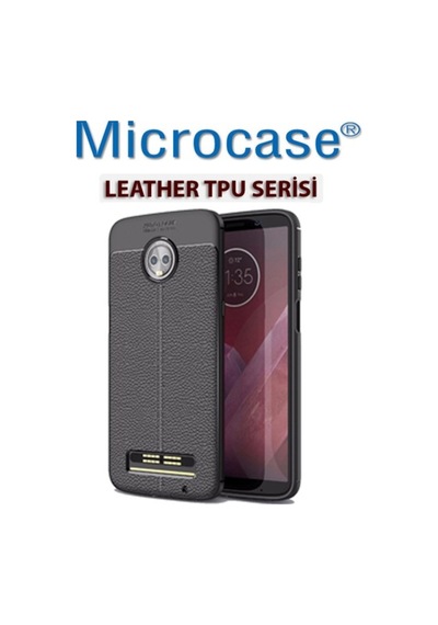 Microcase Motorola Moto Z3 Play Leather Tpu Silikon Kilif + Cam 272914155 - Seçenek / Cam Koruma-Cam Istemiyorum