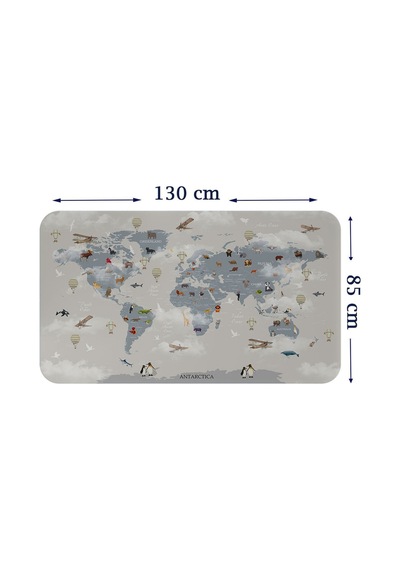 Eğitici Dünya Haritası Dünya Atlası Çocuk Ve Bebek Odası Duvar Sticker-85x130-3826 Çok Renkli