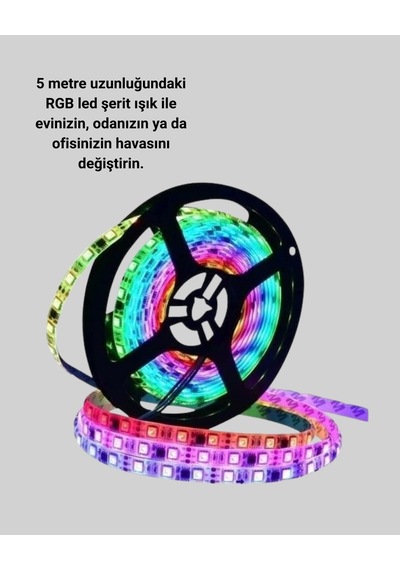 Kumandalı 5 Metre Şerit Led Dekoratif Aydınlatma Çok Renkli