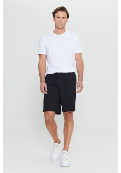 AC&Co / Altınyıldız Classics Erkek Sıyah Pamuklu Standart Fit Normal Kesim Beli Bağlamalı Yan Cepli Örme Şort Siyah