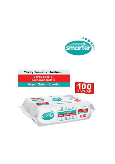 Smarter Beyaz Sabun Kokulu ve Karbonat Katkılı Yüzey Temizlik Havlusu 100'lü