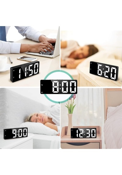 Aynalı Alarm Saat Takvimli Termometre Led Dijital Modern Masa Saati Diğer