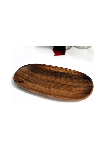 Hbs Art Design Akasya Masif Ahşap Oval Sunum Tabağı Ahşap