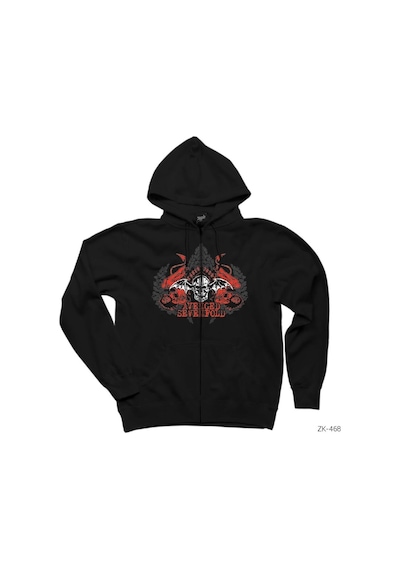 Avenged Sevenfold Red Siyah Fermuarlı Kapşonlu Sweatshirt Siyah