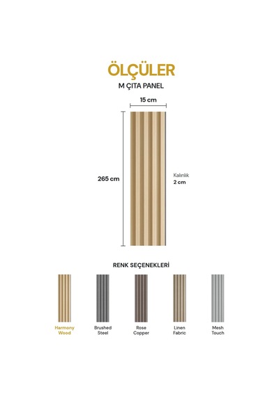 Vilo Mpc M Çıta Duvar Paneli Harmony Wood 265cm Yapıştırmalı Montaj - Neme Ve Darbeye Dayanıklı