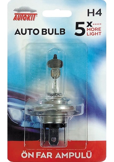 Autokit Oto Halojen Ampul H4 12v 60/55w 43t Kartelalı Araba Ön Far Ampulü Fa1-099