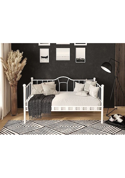 Kamelya Sedir Metal Karyola - 90 X 200 Cm - Beyaz 90 x 200