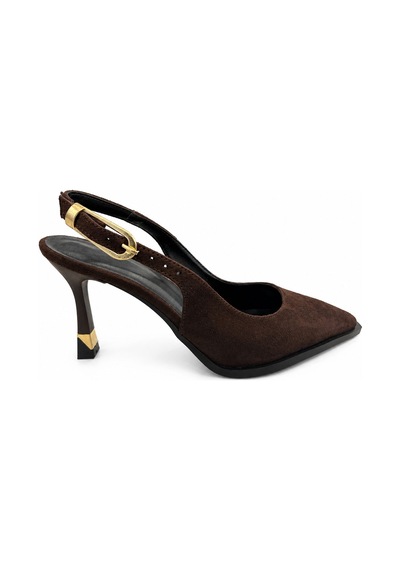 Papucumun Dünyası Siyah Slingback Sivri Burun Topukta Gold Metal Detaylı Ayarlanabilir Arka Tokalı Stiletto Kahverengi Papucumun Dünyası Siyah Slingback Sivri Burun Topukta Gold Metal Detaylı Ayarlanabilir Arka Tokalı Stiletto Kahverengi