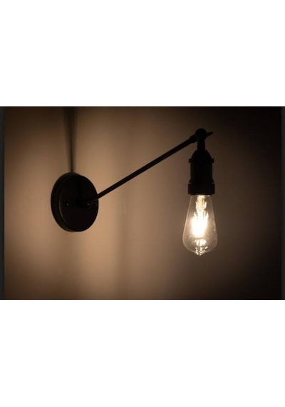 Mylights Siyah Mafsalı Hareketli Aplik Duvar Lambası Gece Lambas Siyah