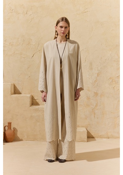 Aker Naturel Brode Detaylı Kimono Naturel Naturel