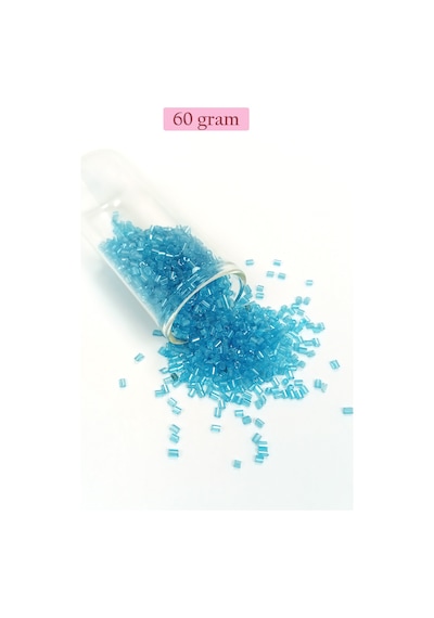 Kesme Cam Boncuk 2mm - 60 Gram - Şeffaf Turguaz - Bnc397