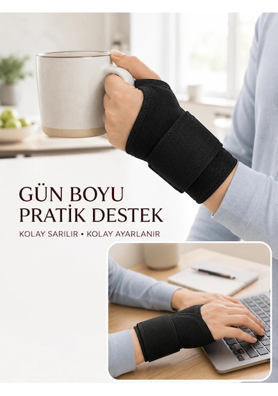 Ayarlanabilir Başparmak Destekli El Bilekliği Cırtlı Bilek Bandajı Spor Ve Günlük Kullanım Siyah