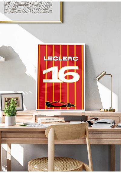 Charles Leclerc F1 Poster Tablo Beyaz Çerçeveli