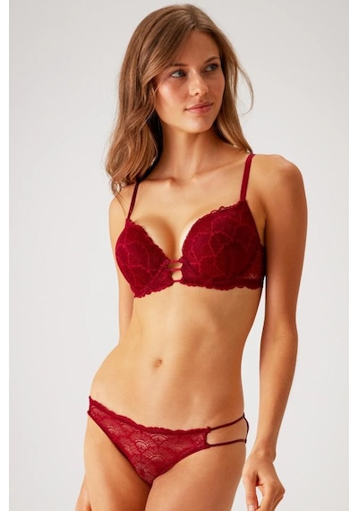 Pierre Cardin 4820 Lyon Dantel Ve İp Detaylı Ekstra Push Up Dolgulu Fantezi Sütyen Takımı 001