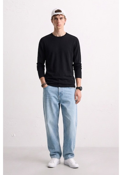Barrels And Oıl Erkek Bisiklet Yaka İnce Sweatshirt 5074 - Siyah Siyah