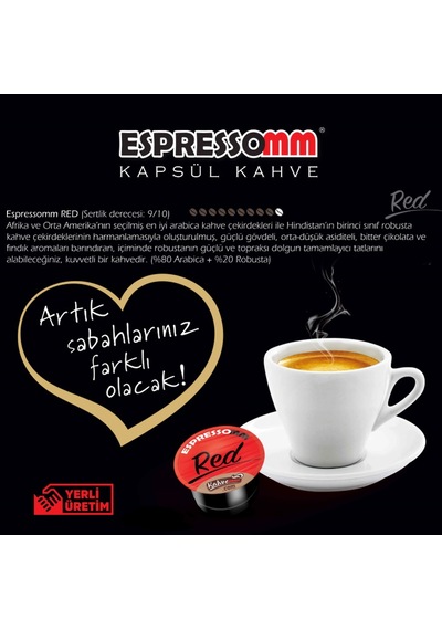 Espressomm® Tchibo Cafissimo Makineleri İle Uyumlu Red Kapsül Kahve 5 x 10'lu