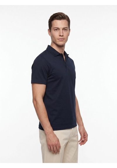 Efor Slim Fit Pamuklu Kıvrılmaz Polo Yaka Lacivert Tişört Ts 928