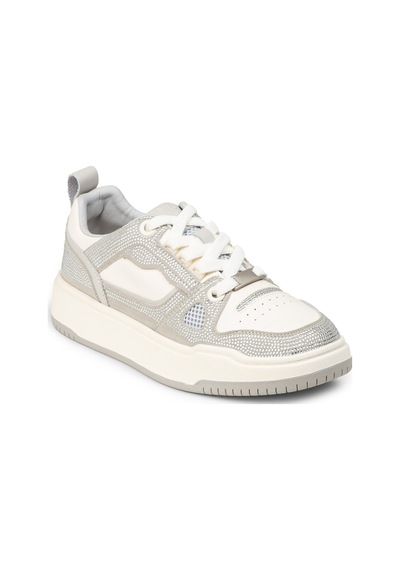 Deery Kadın Hakiki Deri Gümüş Renk Taş Detaylı Sneaker - 25359zgmsc01 Gümüş