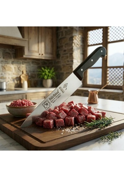 Sürmene Kasap Bıçağı Pimli Sap 28 Cm Kelle Kuşbaşı Kesim Kemik Sıyırma Doğrama Bıçağı Sürbisa 61040