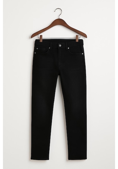 Erkek Slim Fit Dar Paça Esnek Likralı Denim Jeans Kot Pantolon - 7408 Siyah