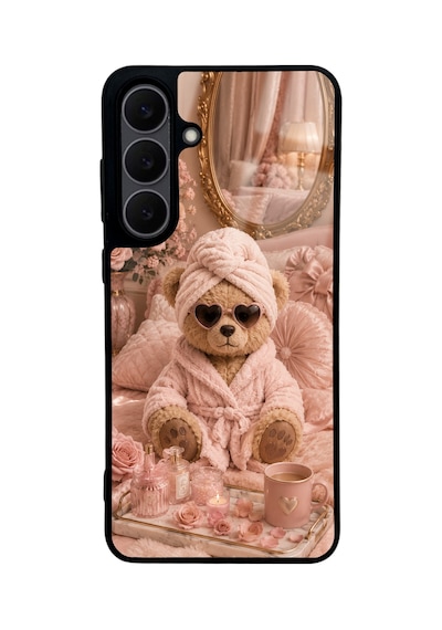 Samsung Uyumlu  S25 Fe Pink Teddy Spa Tasarımlı Glossy Telefon Kılıfı Pembe