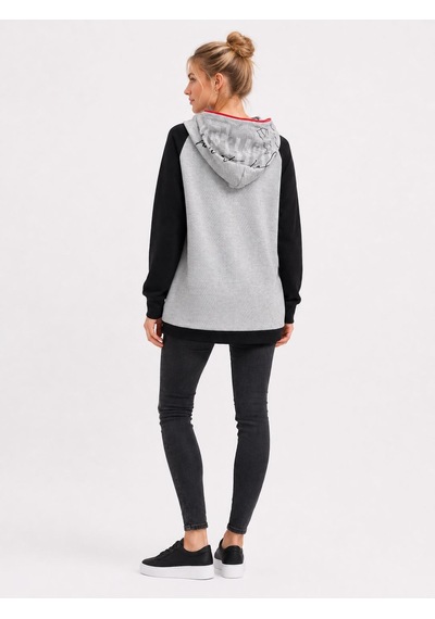 Neden Tekstil Kadın Kapüşonlu Regular Fit Sweatshirt Siyah Gri