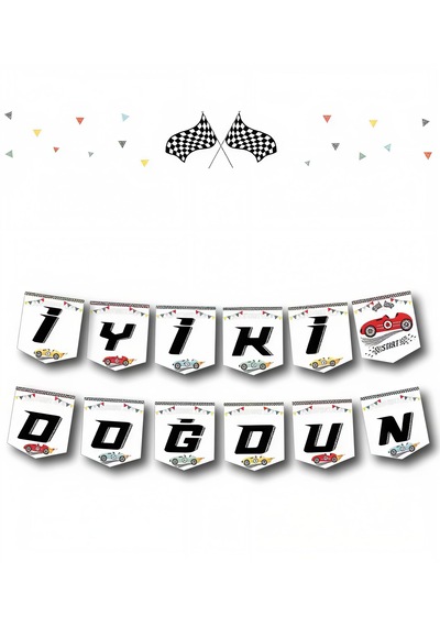 Yarış Arabaları Temalı Mini Doğum Günü Seti 8 Kişilik Parti Seti Banner Balon Tabak Bardak Popcorn 6