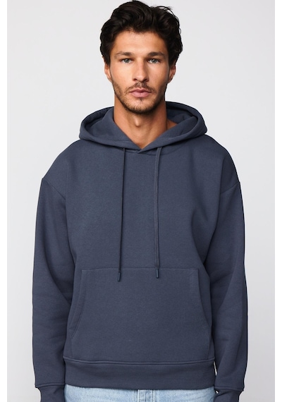 Tudors Oversize Pamuk Kapüşonlu Basıc Gri Unisex Sweatshirt-29005-gri Gri