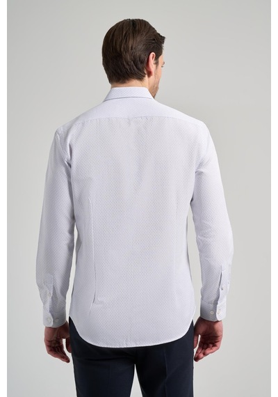 İmza Uzun Kol Desenli Armürlü İtalyan Yaka Cepsiz Pamuklu Classic Slim Fit Gömlek 1004250196 Mavi