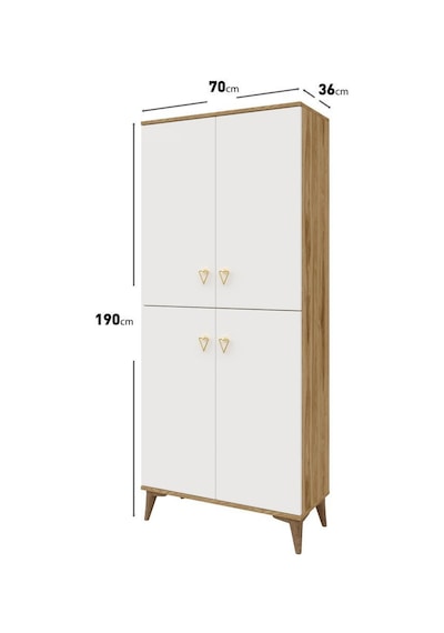 Simple Sp4190 Çok Amaçlı Dolap 4 Kapaklı Mutfak Dolabı Balkon Dolabı Kiler Banyo Dolabı Ayakkabılık Ekru Ceviz